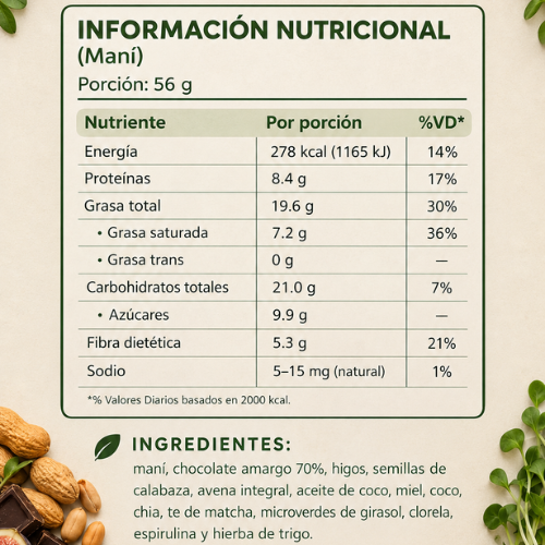 barritas energeticas naturales con superalimentos - babygreens - ecomuna market